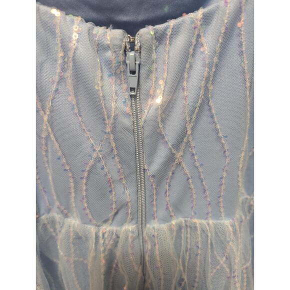 Amiyah Formal Blue Sequin Tulle Corset A-Line Maxi Dress Homecoming Prom Size S - Picture 10 of 16